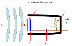Schéma : Microphone électrostatique condensateur